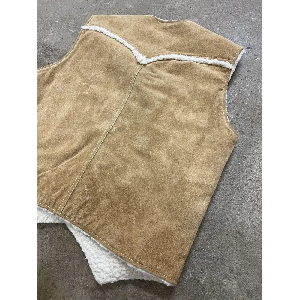 Vintage Levi's Vest‎ Mens Medium Beige Suede Sherpa Lined Western 60608-9724